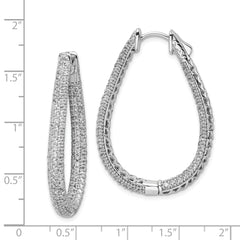 Sterling Shimmer Sterling Silver Rhodium-plated 308 Stone Pav‚ 1.2mm-1.5mm CZ In and Out Teardrop Hinged Hoop Earrings