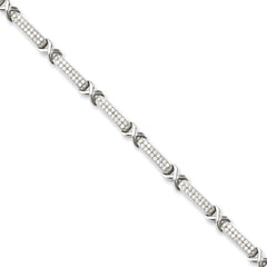 Brilliant Embers Sterling Silver Rhodium-plated 188 Stone 7.25 inch with Box Catch Micro Pav‚ CZ Bracelet