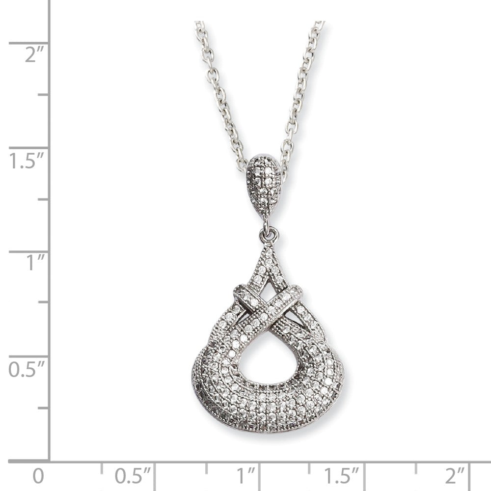 Sterling Silver & CZ Brilliant Embers Teardrop Necklace