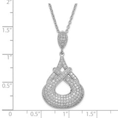 Sterling Silver & CZ Brilliant Embers Fancy Teardrop w/ 2in ext Necklace