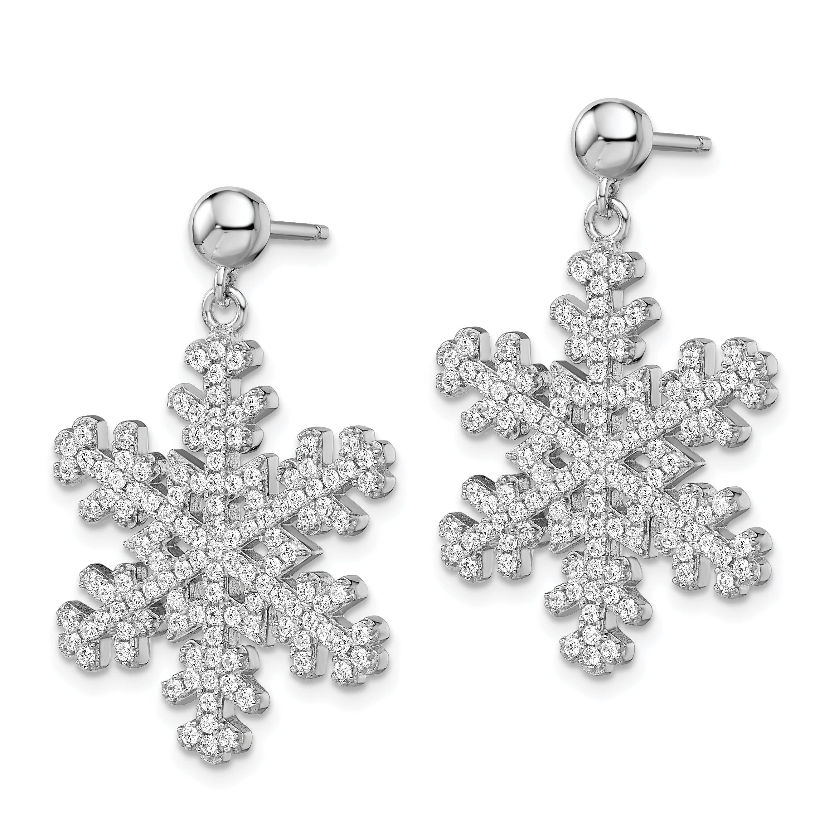 Brilliant Embers Sterling Silver Snowflake CZ Dangle Earrings