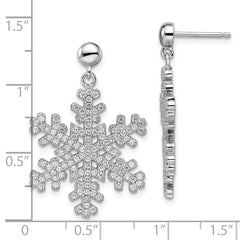 Brilliant Embers Sterling Silver Snowflake CZ Dangle Earrings