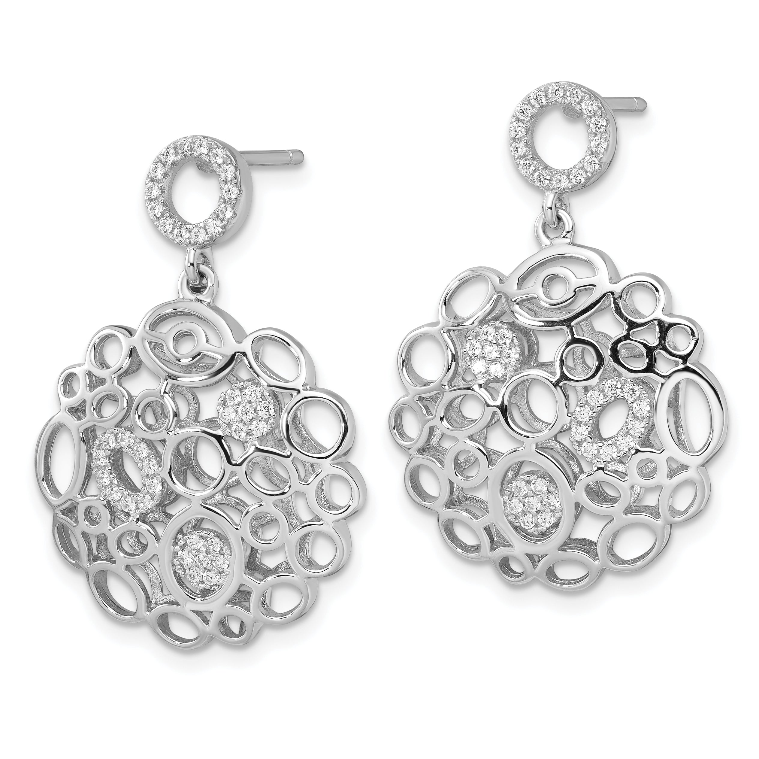 Sterling Silver & CZ Brilliant Embers Dangle Post Earrings