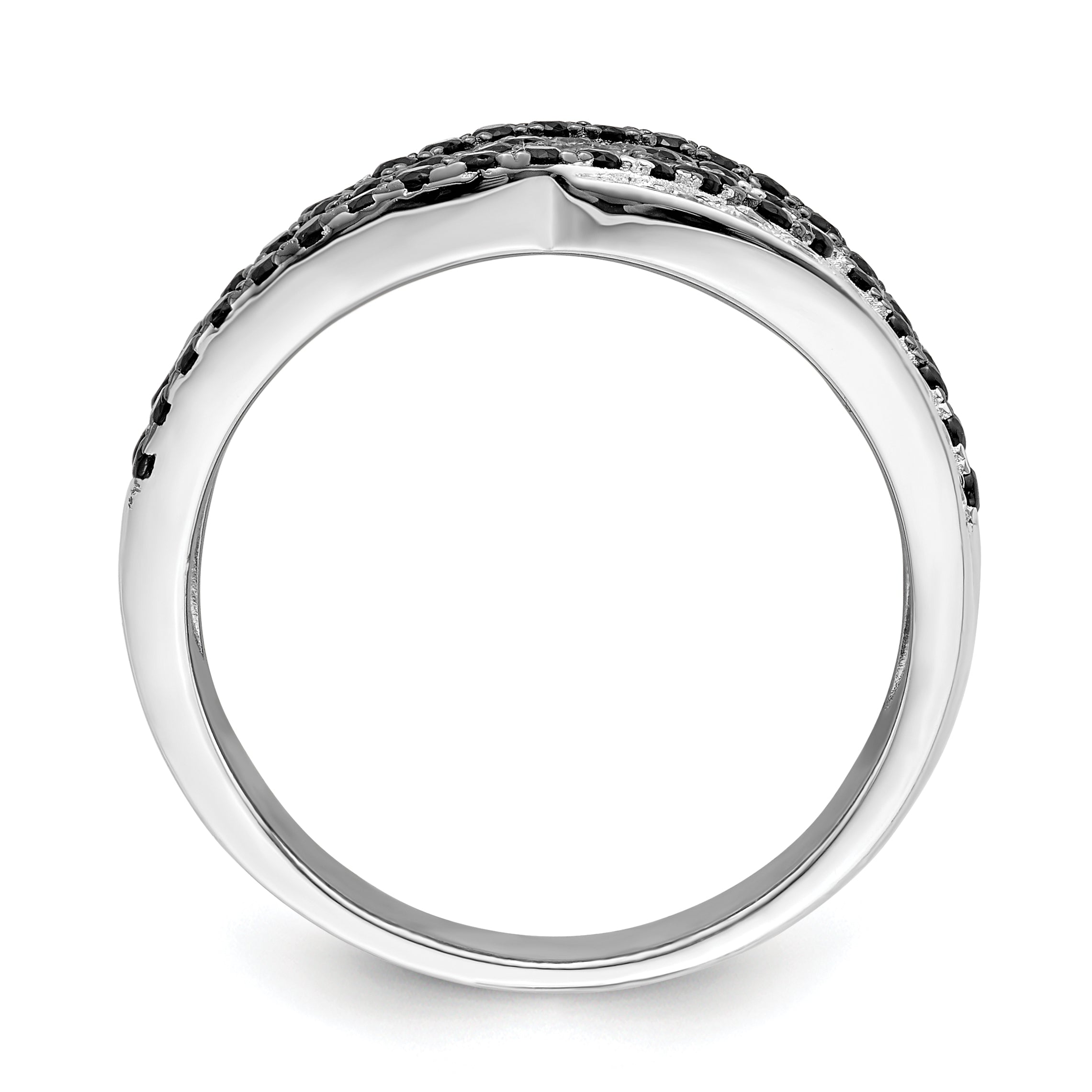 Brilliant Embers Sterling Silver Rhodium-plated 158 Stone Micro Pav‚ Black Champagne and White CZ Ring