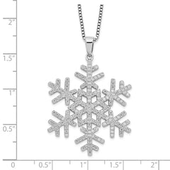 Brilliant Embers Sterling Silver Rhodium-plated 205 Stone 18 inch Micro Pav‚ CZ Snowflake Necklace with 2 Inch Extender