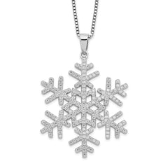 Brilliant Embers Sterling Silver Rhodium-plated 205 Stone 18 inch Micro Pav‚ CZ Snowflake Necklace with 2 Inch Extender