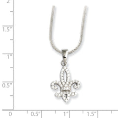 Sterling Silver & CZ Brilliant Embers Fleur De Lis Necklace