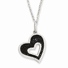 Sterling Silver 925 Heart Necklace with CZ Accents by Sophia Jewelers