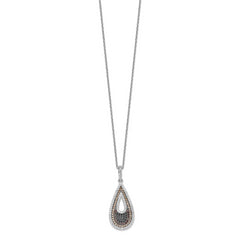 Brilliant Embers Sterling Silver Rhodium-plated 154 Stone 18 inch Micro Pav‚ Black and White CZ Teardrop Necklace with 2 Inch Extender