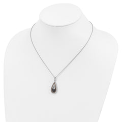 Brilliant Embers Sterling Silver Rhodium-plated 154 Stone 18 inch Micro Pav‚ Black and White CZ Teardrop Necklace with 2 Inch Extender