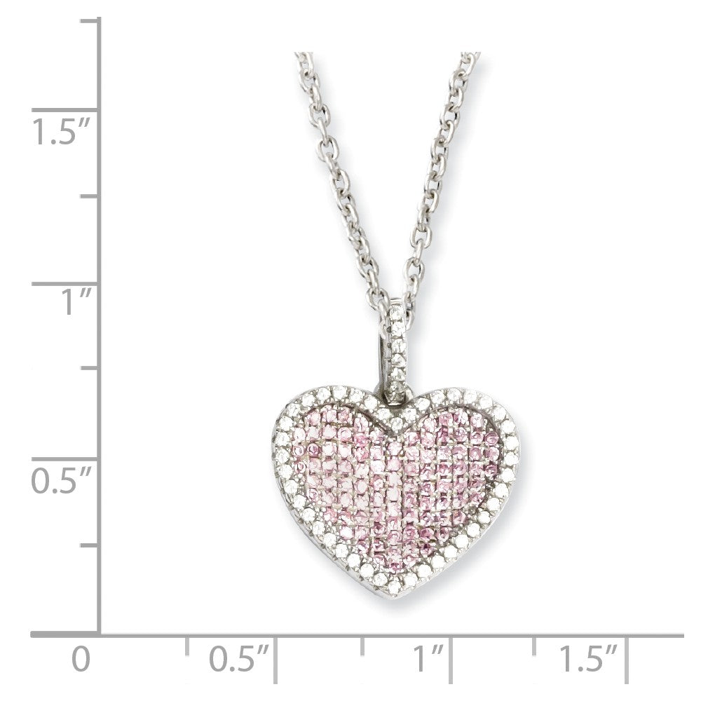 Sterling Silver & CZ Brilliant Embers Heart Necklace