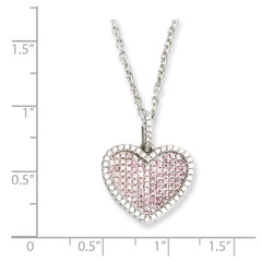 Sterling Silver & CZ Brilliant Embers Heart Necklace