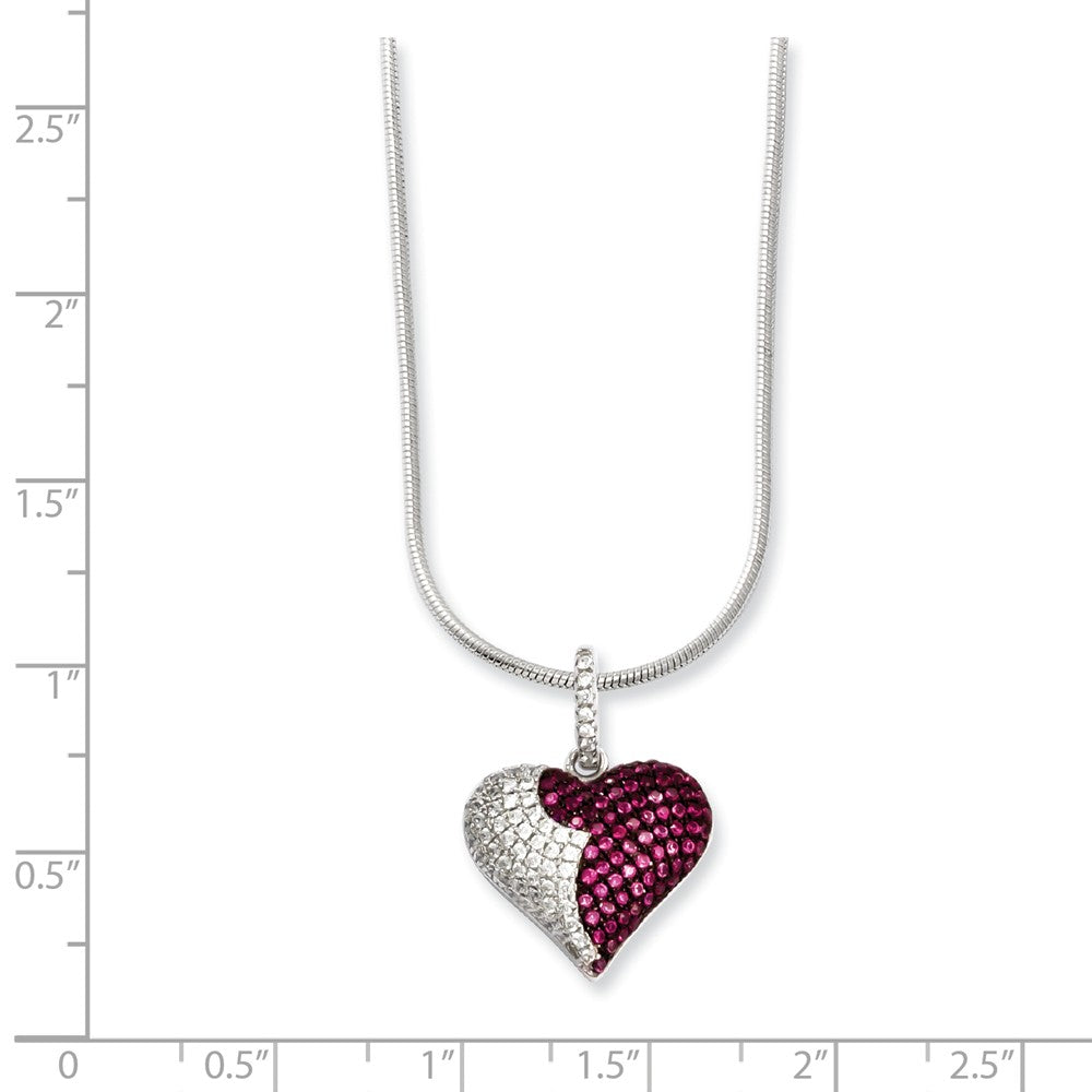 Sterling Silver & CZ Brilliant Embers Heart Necklace