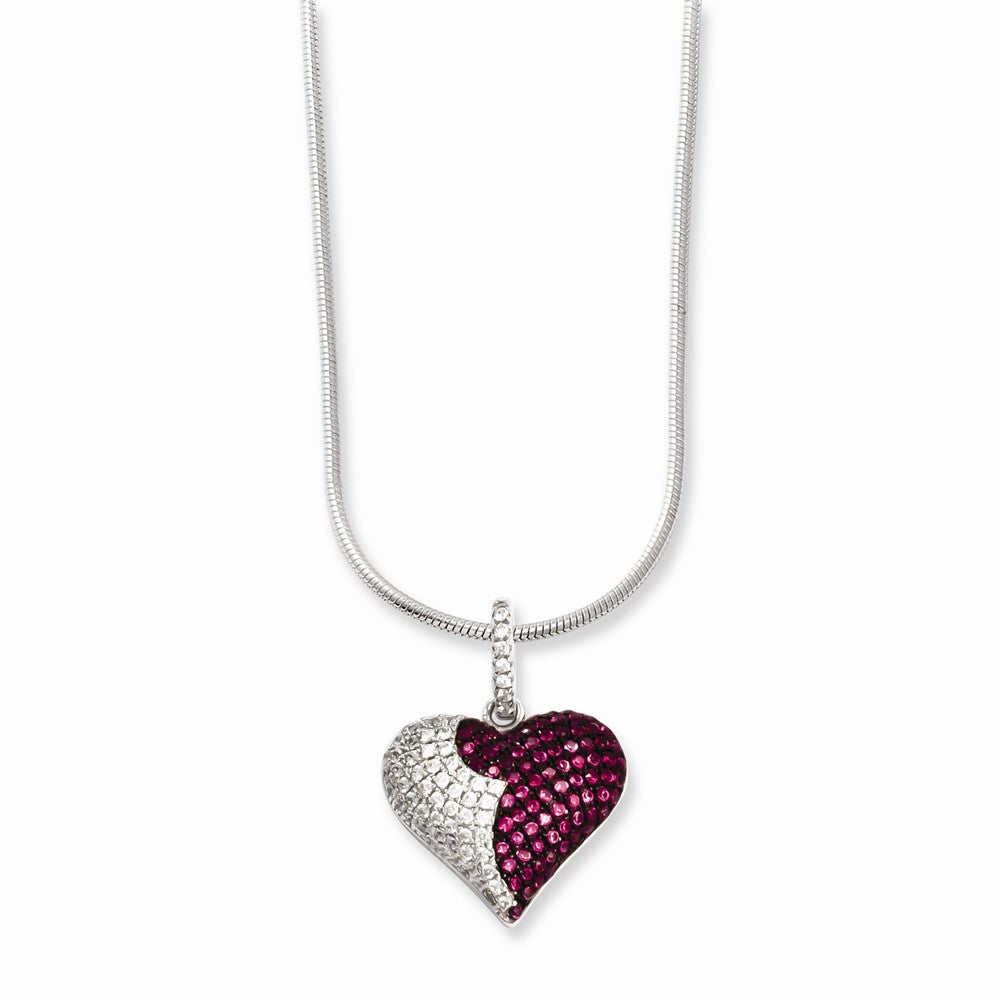 Sterling Silver 925 Heart Necklace with 150 CZ Stones Elegant Design