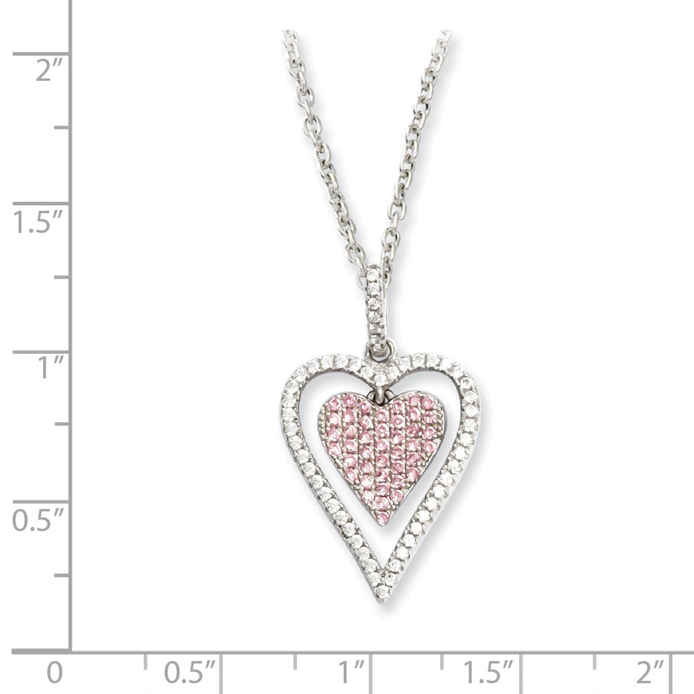 Sterling Silver & CZ Brilliant Embers Heart Necklace