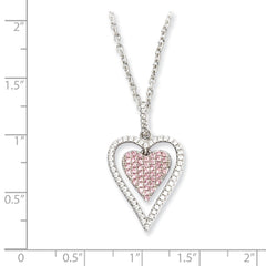 Sterling Silver & CZ Brilliant Embers Heart Necklace