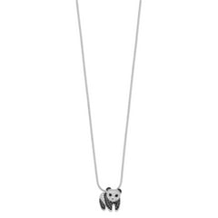 Brilliant Embers Sterling Silver Rhodium-plated 84 Stone 18 inch Micro Pav‚ Black and White CZ Panda Necklace with 2 Inch Extender