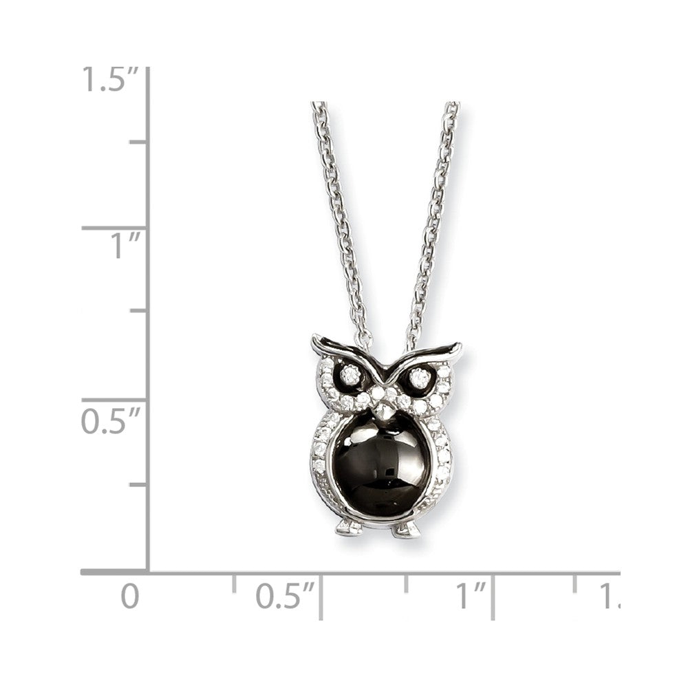 Sterling Silver & CZ Brilliant Embers Owl Necklace