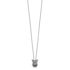 Brilliant Embers Sterling Silver Rhodium-plated 22 Stone 18 inch Micro Pav‚ CZ Owl Necklace with 2 Inch Extender