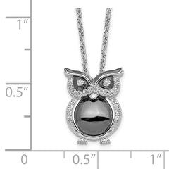 Brilliant Embers Sterling Silver Rhodium-plated 22 Stone 18 inch Micro Pav‚ CZ Owl Necklace with 2 Inch Extender