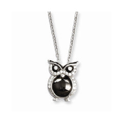 Sterling Silver & CZ Brilliant Embers Owl Necklace