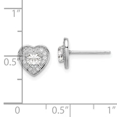 Brilliant Embers Sterling Silver Rhodium-plated 32 Stone Micro Pav‚ CZ Heart Post Earrings