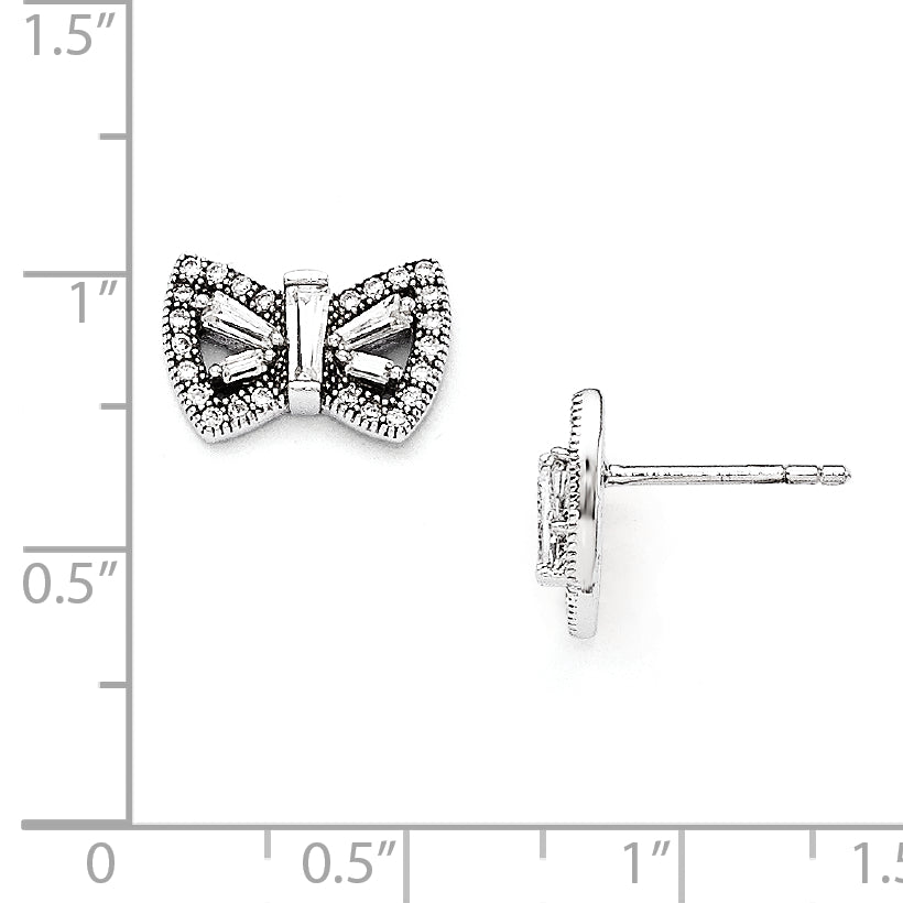 Sterling Silver & CZ Brilliant Embers Butterfly Post Earrings