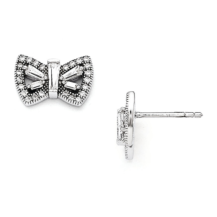 Sterling Silver & CZ Brilliant Embers Butterfly Post Earrings