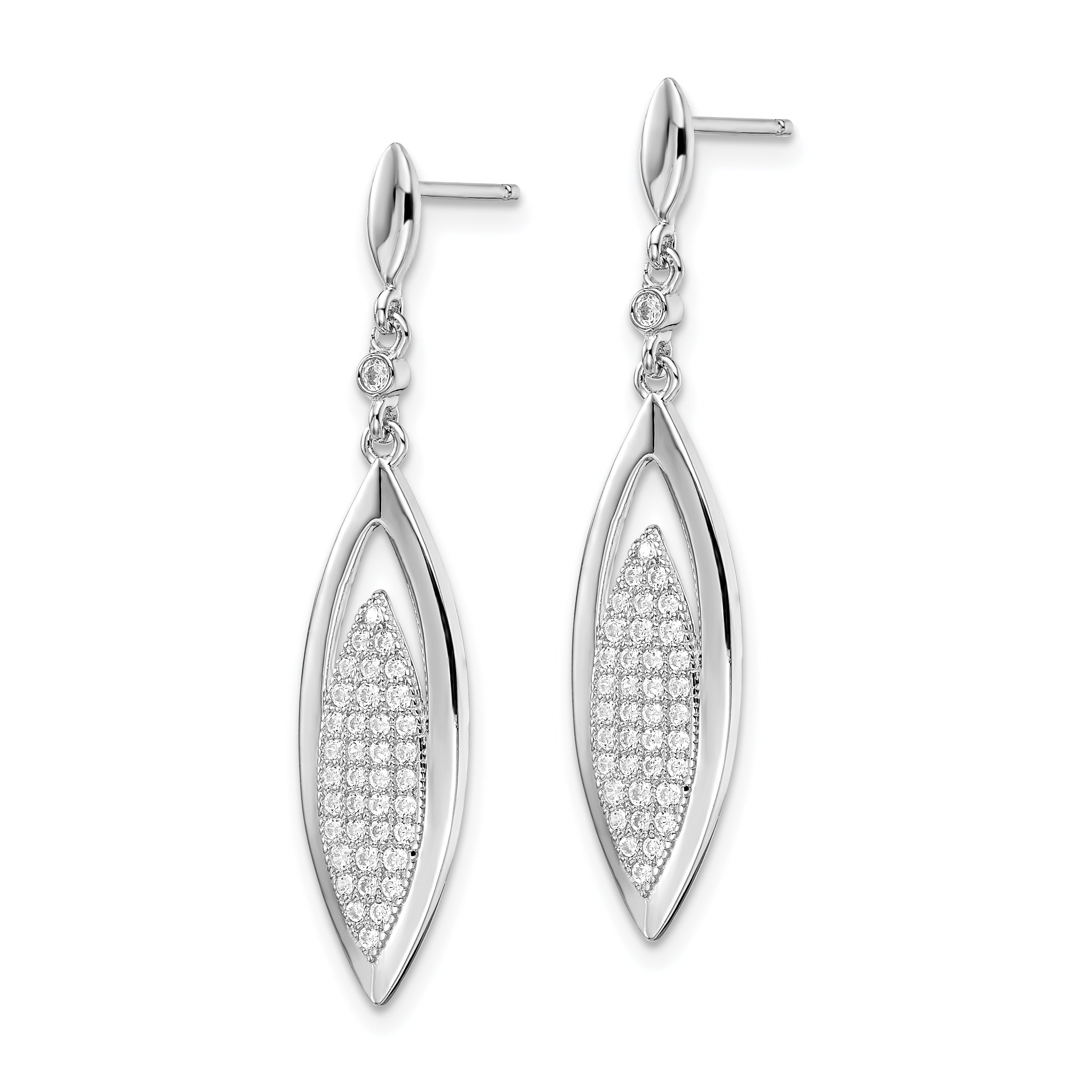 Brilliant Embers Sterling Silver Rhodium-plated 78 Stone Micro Pav‚ CZ Dangle Post Earring