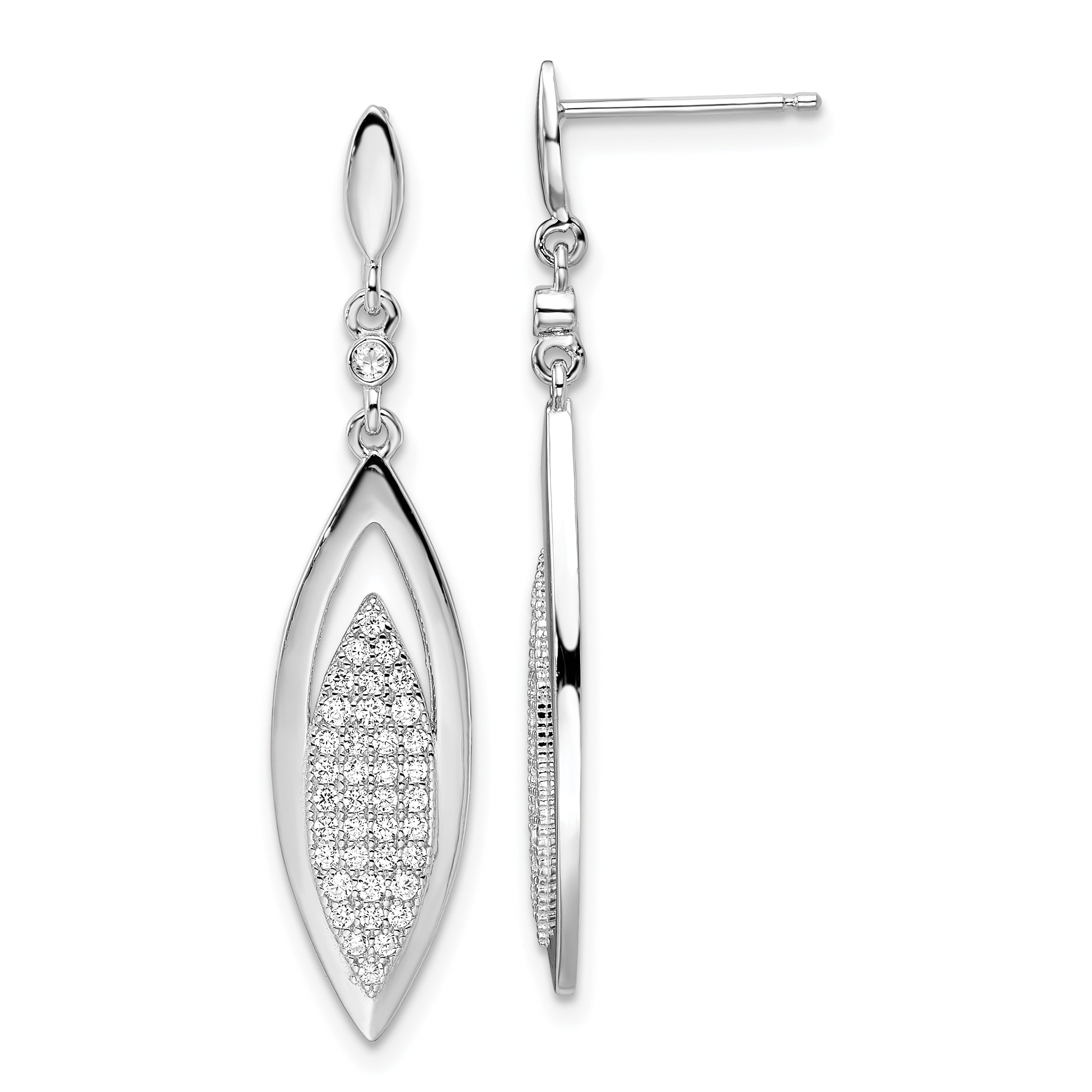 Brilliant Embers Sterling Silver Rhodium-plated 78 Stone Micro Pav‚ CZ Dangle Post Earring