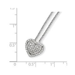 Sterling Silver & CZ Brilliant Embers Heart Necklace