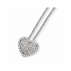 Sterling Silver 925 Heart Necklace with 56 CZ Stones Elegant Design