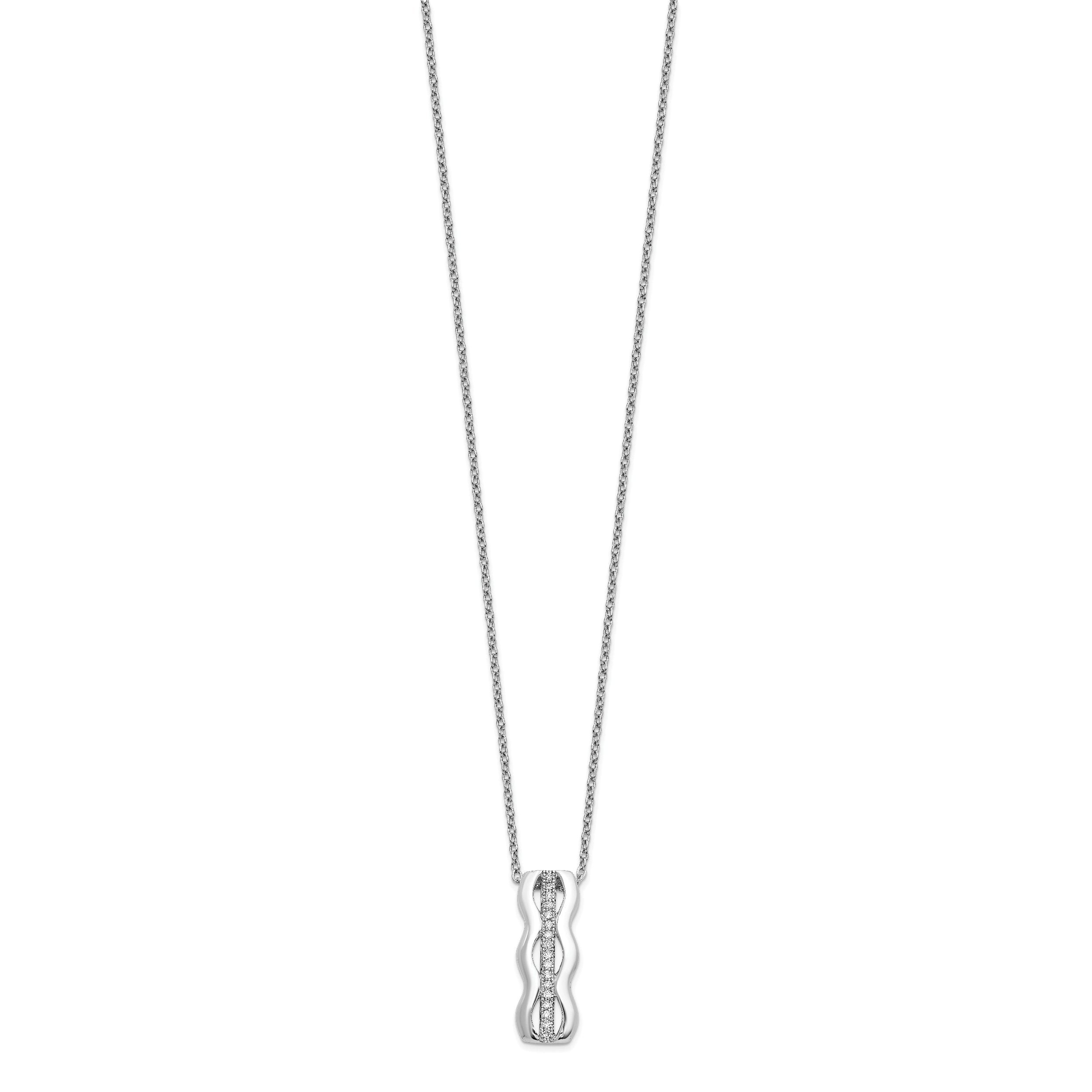 Brilliant Embers Sterling Silver Rhodium-plated 17 Stone 18 inch Micro Pav‚ CZ Necklace with 2 Inch Extender