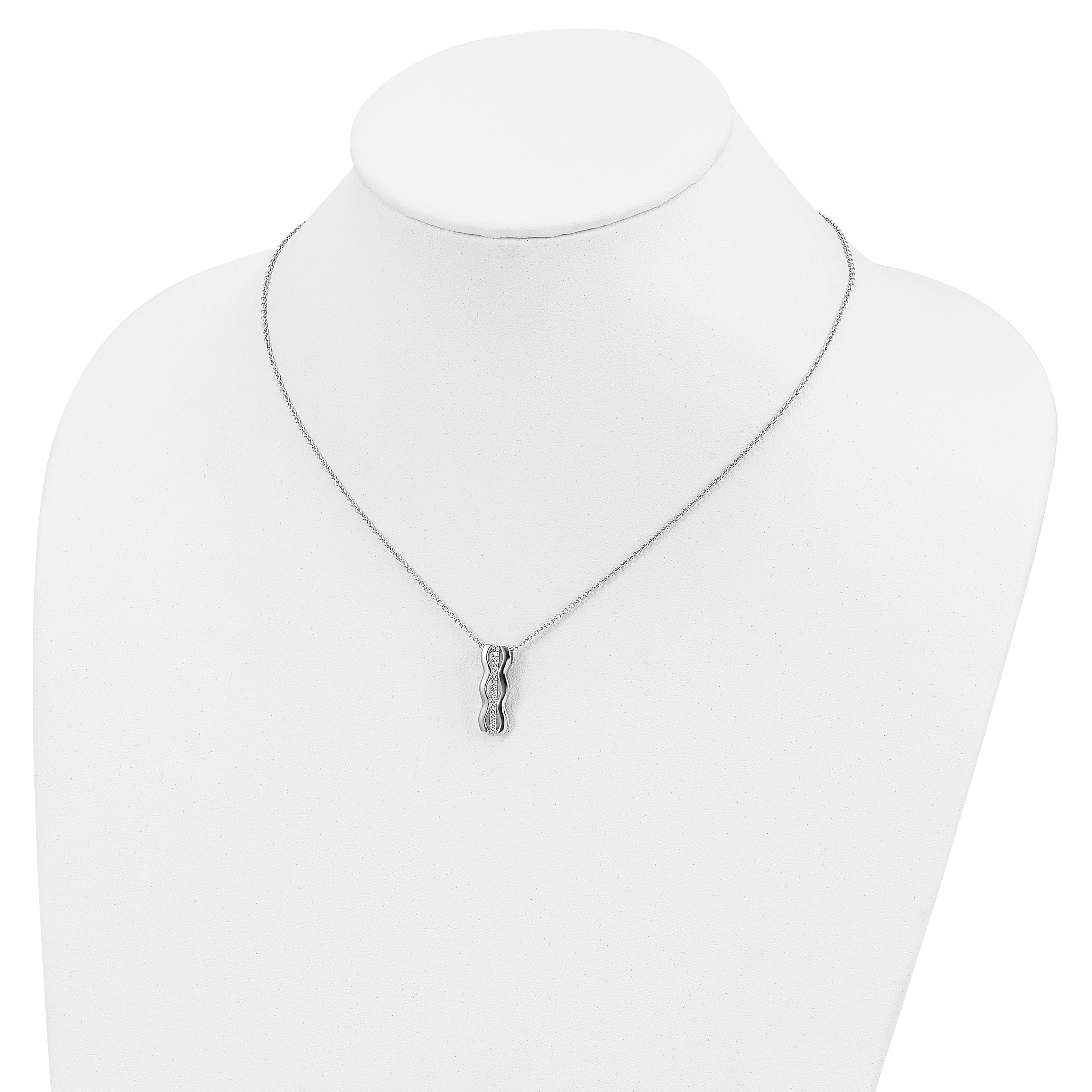 Brilliant Embers Sterling Silver Rhodium-plated 17 Stone 18 inch Micro Pav‚ CZ Necklace with 2 Inch Extender