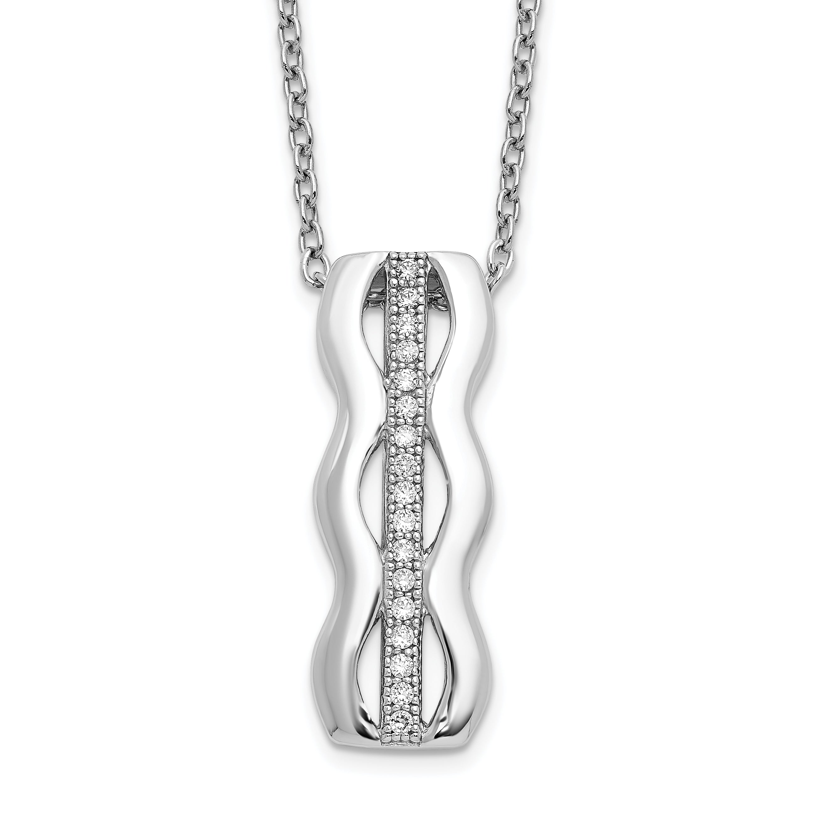 Brilliant Embers Sterling Silver Rhodium-plated 17 Stone 18 inch Micro Pav‚ CZ Necklace with 2 Inch Extender