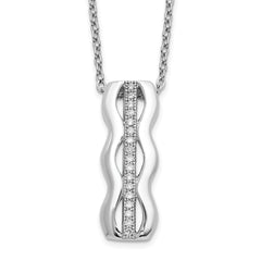 Brilliant Embers Sterling Silver Rhodium-plated 17 Stone 18 inch Micro Pav‚ CZ Necklace with 2 Inch Extender