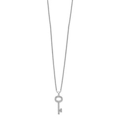 Brilliant Embers Sterling Silver Rhodium-plated 33 Stone 18 inch Micro Pav‚ CZ Key Necklace with 2 Inch Extender