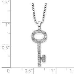 Brilliant Embers Sterling Silver Rhodium-plated 33 Stone 18 inch Micro Pav‚ CZ Key Necklace with 2 Inch Extender