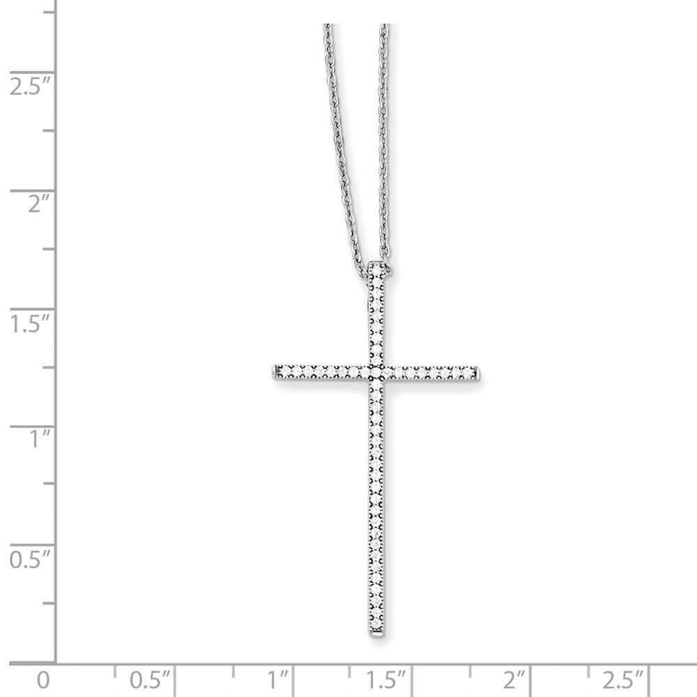 Sterling Silver & CZ Brilliant Embers Cross Necklace