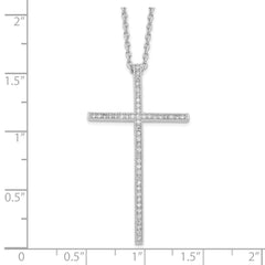 Brilliant Embers Sterling Silver Rhodium-plated 48 Stone 18 inch Micro Pav‚ CZ Cross Necklace with 2 Inch Extender