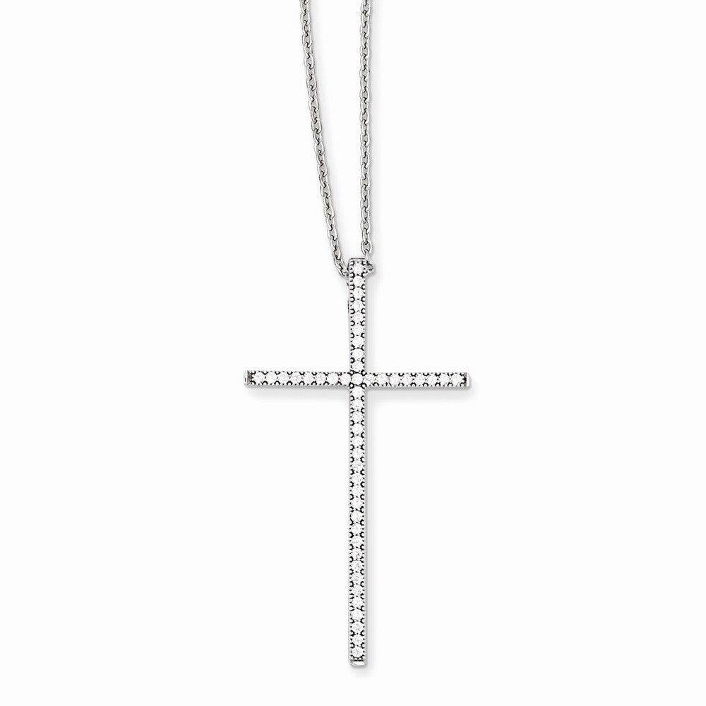 Sophia Jewelers Sterling Silver 925 Cross Necklace with CZ Elegance