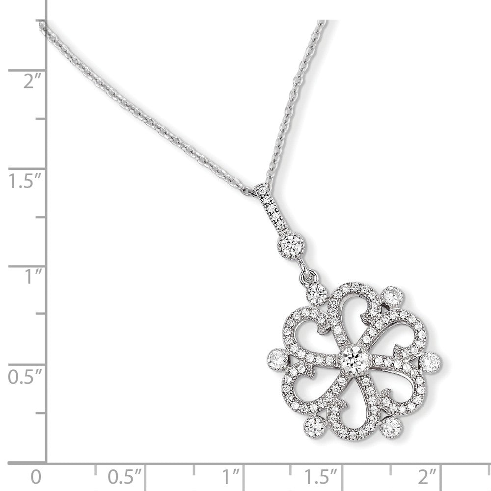 Sterling Silver & CZ Brilliant Embers Flower Necklace