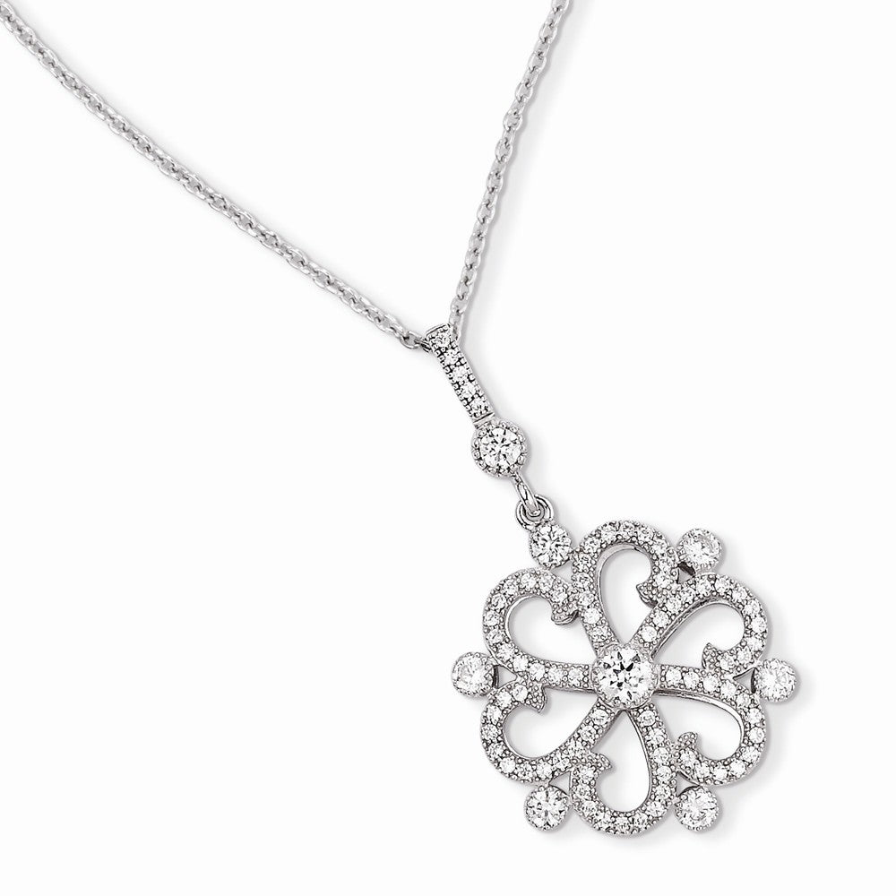 Sterling Silver & CZ Brilliant Embers Flower Necklace