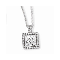 Sophia Jewelers Sterling Silver 925 Necklace with CZ Pendant Embellishments