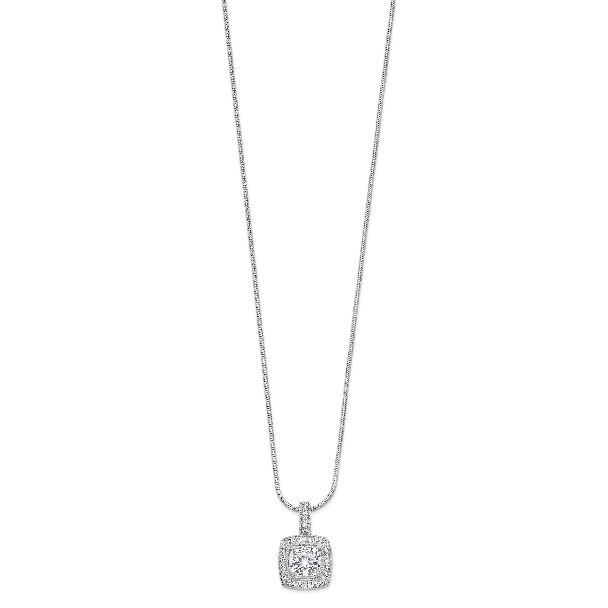 Brilliant Embers Sterling Silver Rhodium-plated 35 Stone 18 inch Micro Pav‚ CZ Necklace with 2 Inch Extender