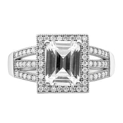 Brilliant Embers Sterling Silver Rhodium-plated 61 Stone Micro Pav‚ CZ Ring