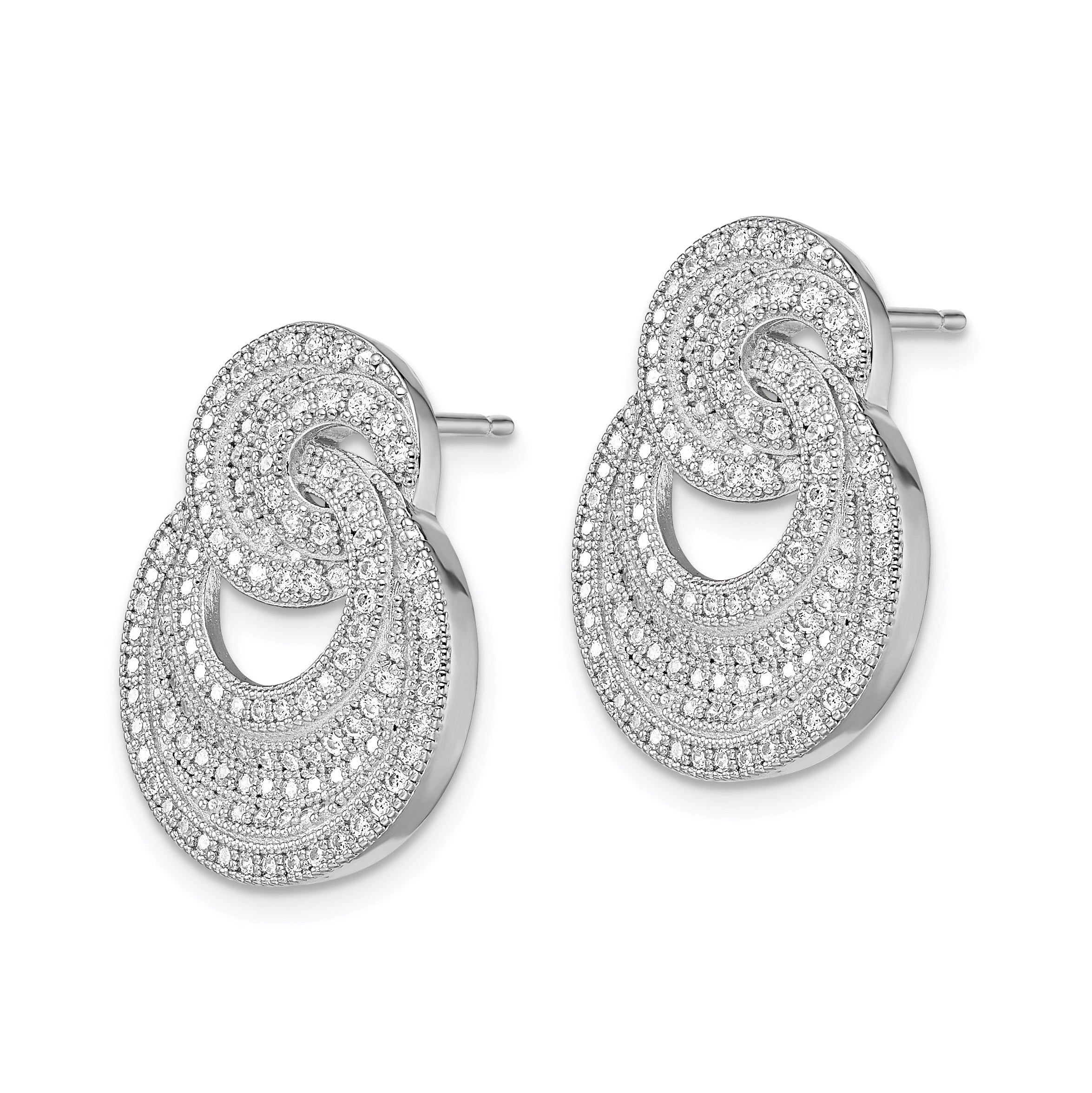 Brilliant Embers Sterling Silver Rhodium-plated 208 Stone Micro Pav‚ CZ Polished Circles Post Earrings