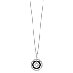 Brilliant Embers Sterling Silver Rhodium-plated 66 Stone 18 inch Micro Pav‚ CZ and Onyx Circles Necklace with 2 Inch Extender