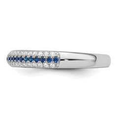 Brilliant Embers Sterling Silver Rhodium-plated 67 Stone Blue and White Micro Pav‚ CZ Polished Ring