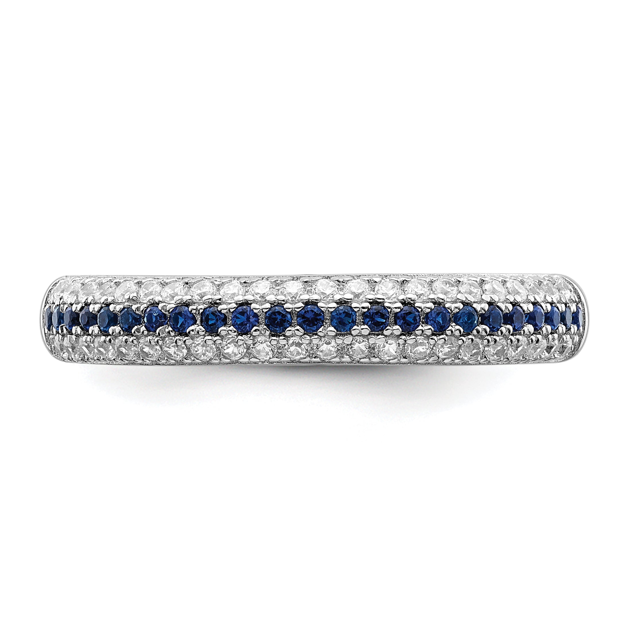 Brilliant Embers Sterling Silver Rhodium-plated 67 Stone Blue and White Micro Pav‚ CZ Polished Ring